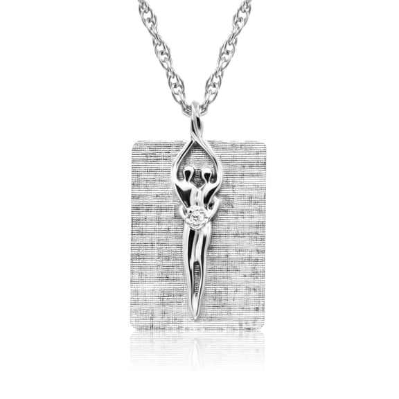 925 Sterling Silver Unisex Soulmate Necklace, Gift for Him, Medium Pendant, Clear Cubic Zirconia Stone