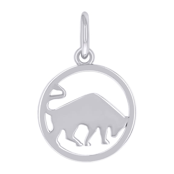 Sterling Silver Unisex Taurus Zodiac Sign Charm Pendant