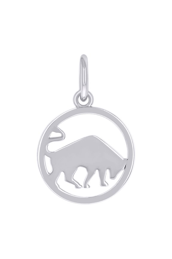 Sterling Silver Unisex Taurus Zodiac Sign Charm Pendant
