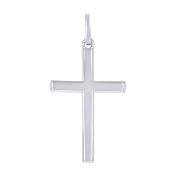 Sterling Silver Unisex Without CZ Cross Religious Charm Pendant