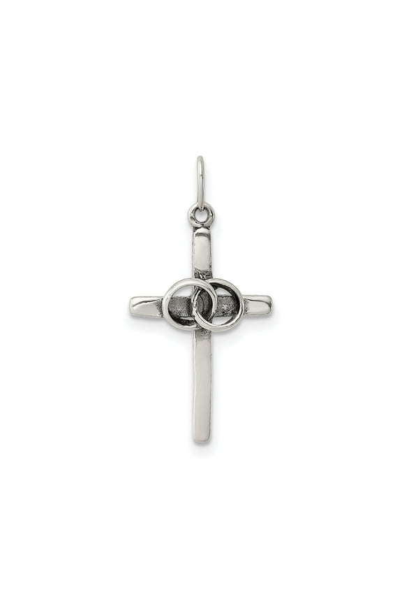 Sterling Silver Unity Cross Pendant Necklace with Interlocking Rings for Men and Women Spiritual Religious Design Modern Polished Style Reflecting Love Faith and Devotion