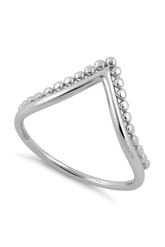 Sterling Silver V Shape Beaded Ring (5)