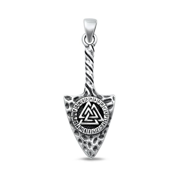 Sterling Silver Valknut Arrowhead Pendant Oxidized Viking Charm 925 New Jewelry Female Unisex