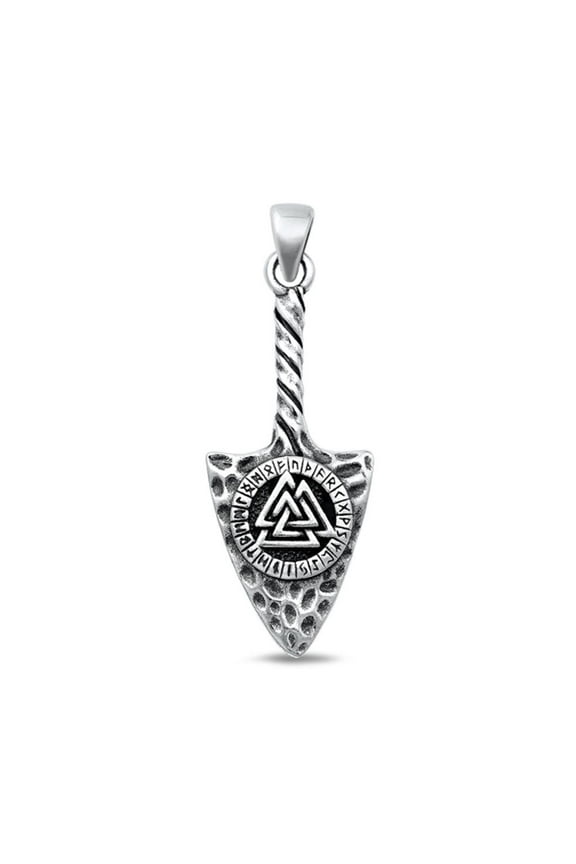 Sterling Silver Valknut Arrowhead Pendant Oxidized Viking Charm 925 New Jewelry Female Unisex