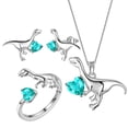 thumbnail image 1 of Sterling Silver Velociraptor Dinosaur Jewelry Set Earrings Necklace Ring Jewelry Birthday Gift for Women, 1 of 6