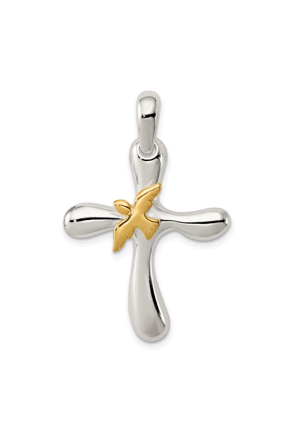 Sterling Silver & Vermeil Dove Cross Pendant