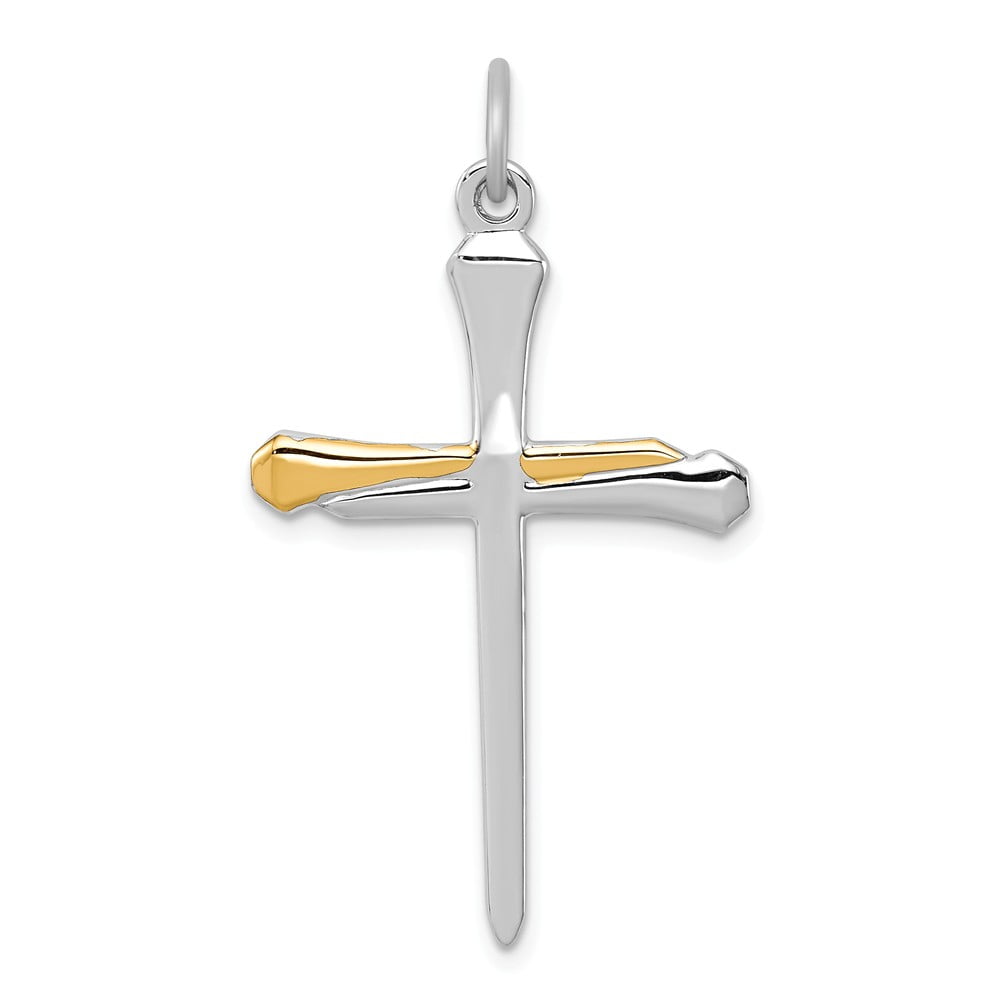 Sterling Silver & Vermeil Nail Cross Pendant Charm