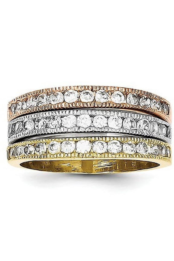 Sterling Silver Vermeil Polished Trio CZ Rings QR2726