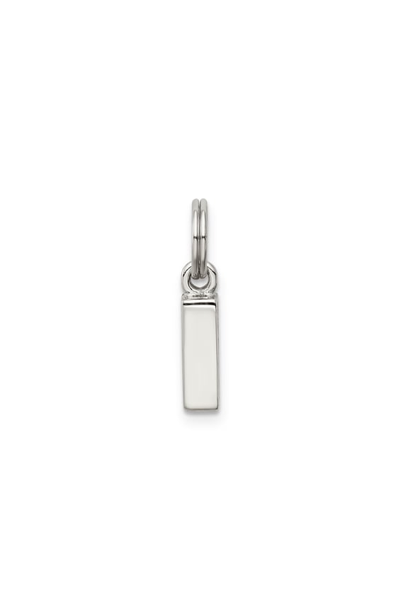 Sterling Silver Vertical Bar Pendant Necklace for Men and Women, Minimalist Unisex Jewelry with Polished Engravable Surface, Modern Personalized Accessory for Everyday Wear