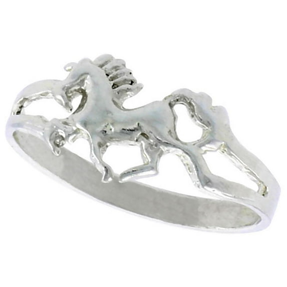 Sterling Silver Very Tiny Unicorn Ring Polished finish 1/4 inch wide, size 7.5