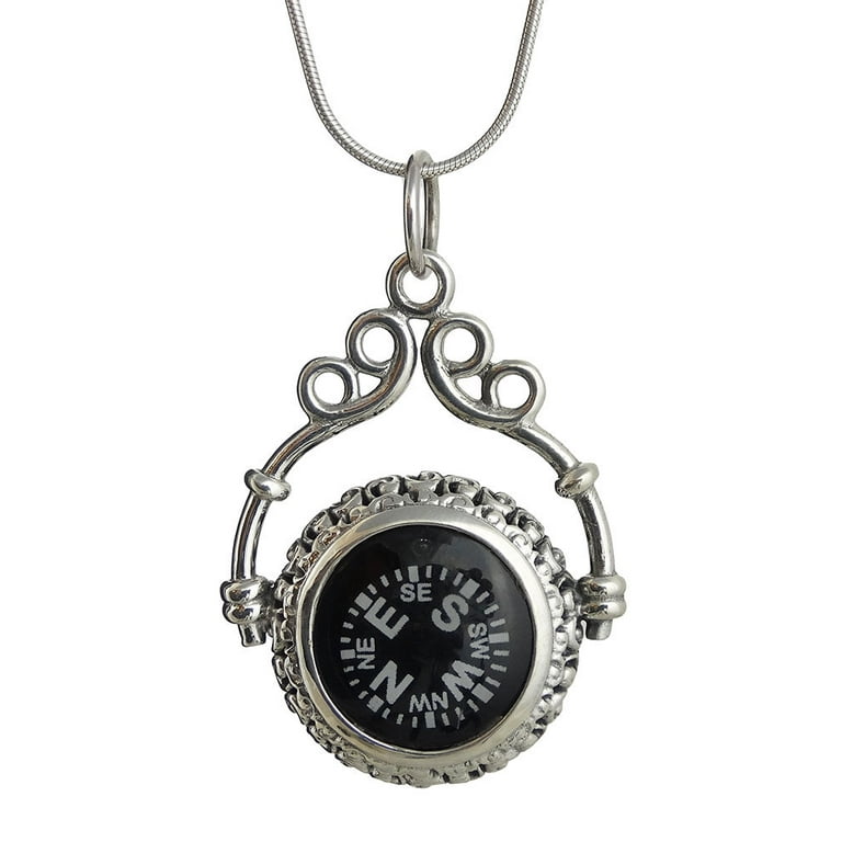 Sterling silver working compass pendant outlet