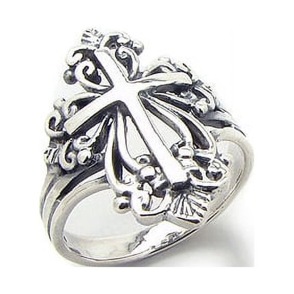Sterling Silver Victorian Style Open Cross Ring