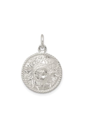 Sterling Silver Viking Shield Pendant for Men and Women, Norse Warrior Necklace with Embossed Dome Design, Rope Border, Medieval Strength and Protection Jewelry