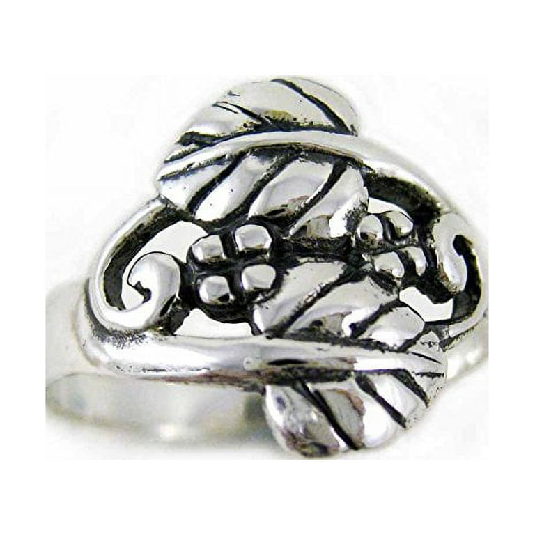 Rose Flower Ring with Leaves and Vines Antiqued Sterling Silver Rose Flower Ring with Leaves and Vines Antiqued Sterling Silver