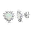 thumbnail image 1 of Sterling Silver Vintage Burst Elegant Earrings White Simulated Opal 925 Jewelry Female Unisex, 1 of 3