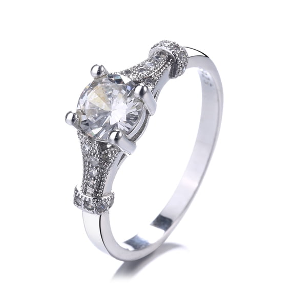 Sterling Silver Vintage Engagement Ring with crystals from Swarovski