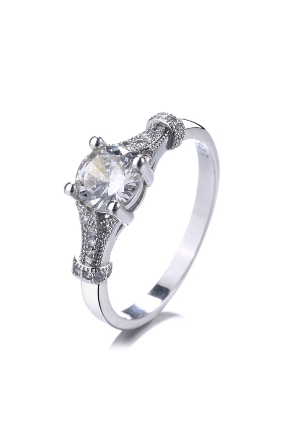 Sterling Silver Vintage Engagement Ring with crystals from Swarovski