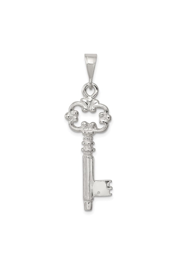 Sterling Silver Vintage Key Pendant Necklace for Women with Ornate Scroll Design, Inspirational Jewelry Symbolizing New Beginnings and Potential, Elegant Romantic Style for Everyday Wear