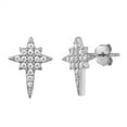 thumbnail image 1 of Sterling Silver Vintage Style Star Burst Elegant Cluster Earrings Clear CZ 925 Jewelry Female, 1 of 3