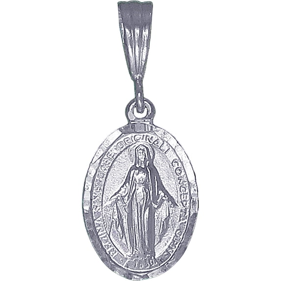Sterling Silver Virgin Mary Pendant Necklace Medallion