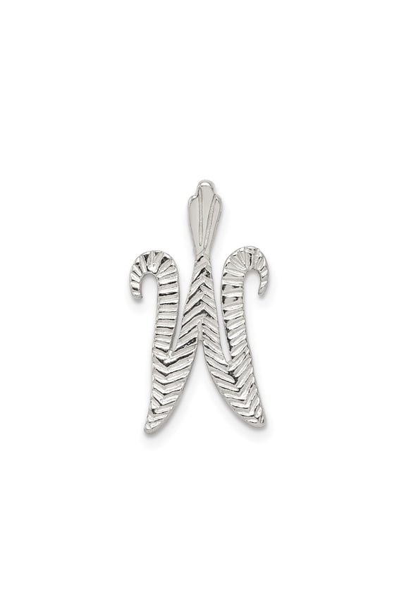 Sterling Silver W Initial Pendant Necklace with Chevron Design, Alphabet Letter Charm for Women or Unisex, Polished Monogram Jewelry, Personalized Identity Accessory