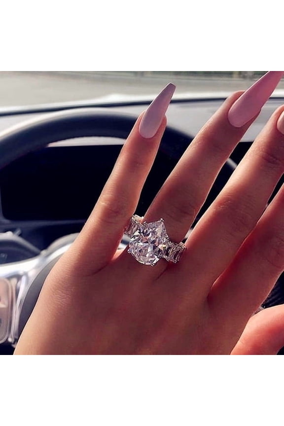 Sterling Silver Water Drop Diamond Ring - Cubic Zirconia, Luxury Style for Women