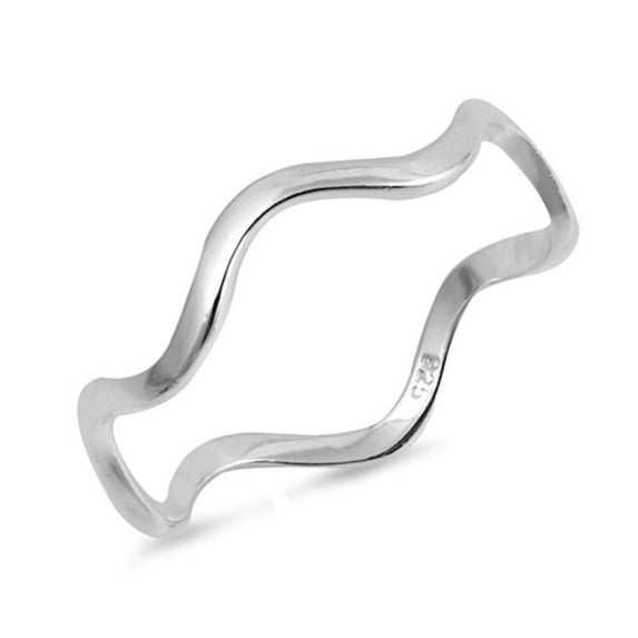 Sterling Silver Wave Design Ring Custom Rhodium Finish Solid 925 Jewelry Female Male Unisex Size 9