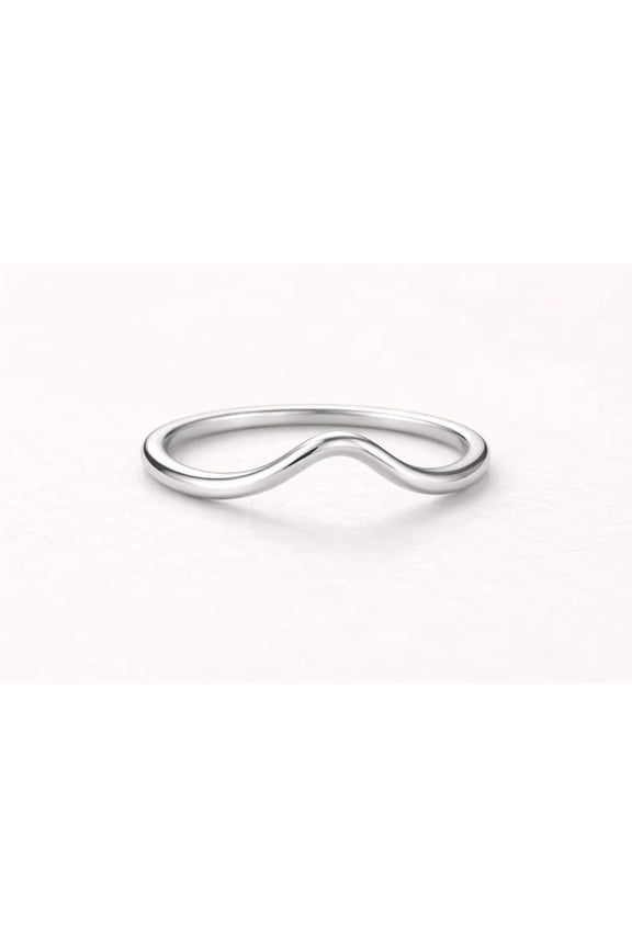 Sterling Silver Wave Ring Handmade Curved Wave Band With Comfort Fit, High Polish Finish