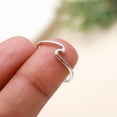 thumbnail image 1 of Sterling Silver Wave Ring for Women, Minimalist Ocean-Inspired Band, Dainty Stackable Ring, Surf Jewelry, Simple Everyday Ring, Gift for Her, 1 of 2