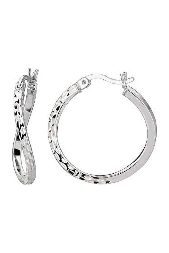 JewelStop Sterling Silver Silver Wave Shaped Hoop Earrings - 2x24mm