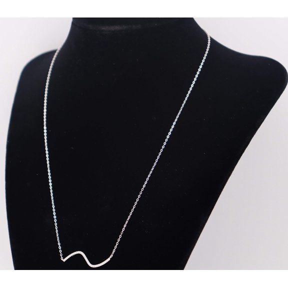 Sterling Silver Wavy Cubic Zirconia Necklace