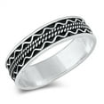 thumbnail image 1 of Sterling Silver Wavy Decorated Band Ring Size 8, 1 of 3