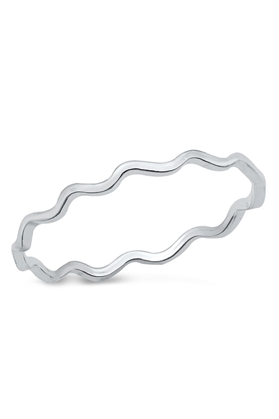 Sterling Silver Wavy Stackable Ring Size 8