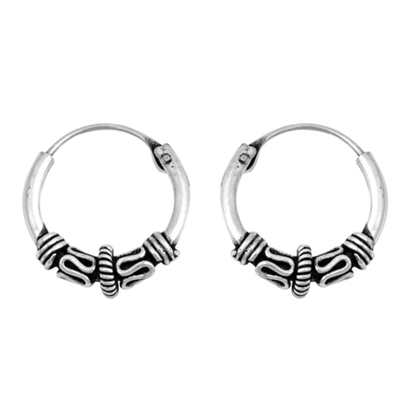 Sterling Silver Weave Hoop Statement Boho Bali Style Earrings 925 New Jewelry Female Unisex