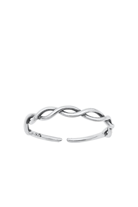 Sterling Silver Weave Toe Midi Ring Adjustable Band 925 New Jewelry Female Unisex