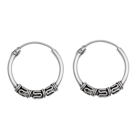 Sterling Silver Weave Wrap Statement Hoop Bali Style Boho Earrings 925 New Jewelry Female Unisex