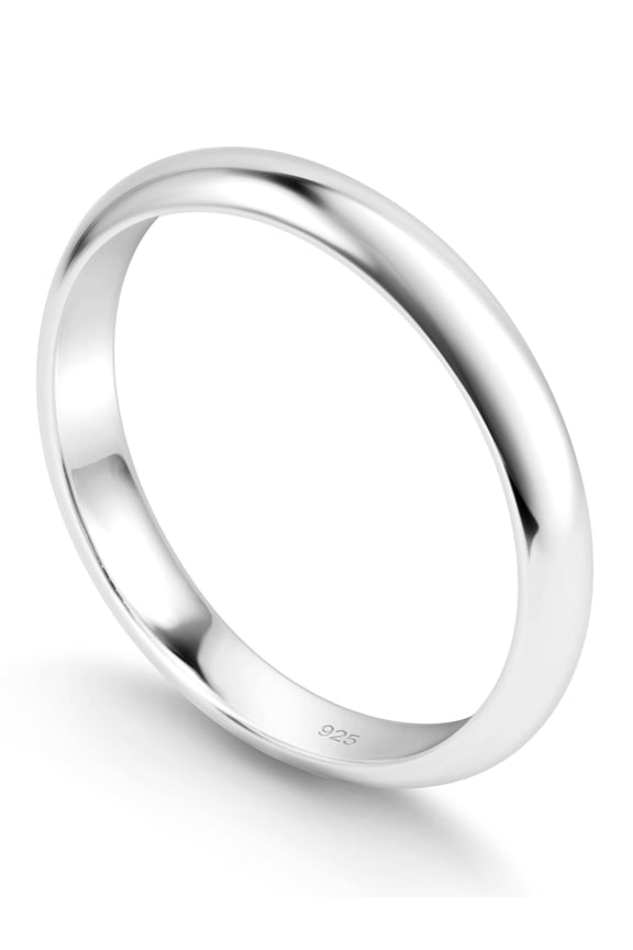Sterling Silver Wedding Band Ring for Men and Women – 3mm Dome Band, 925 Silver Comfort-Fit Ring Size 13.5, Classic Everyday Jewelry Essential