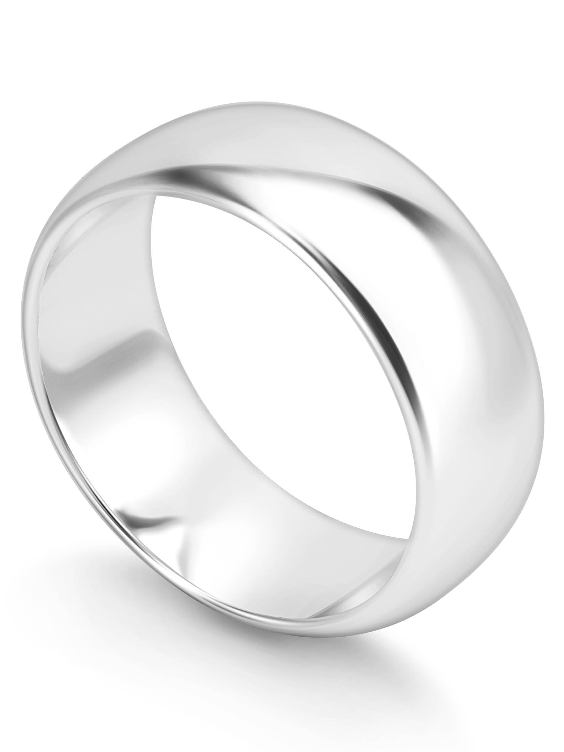 Sterling Silver Wedding Band 8mm Men or Women Bridal Ring Size 8
