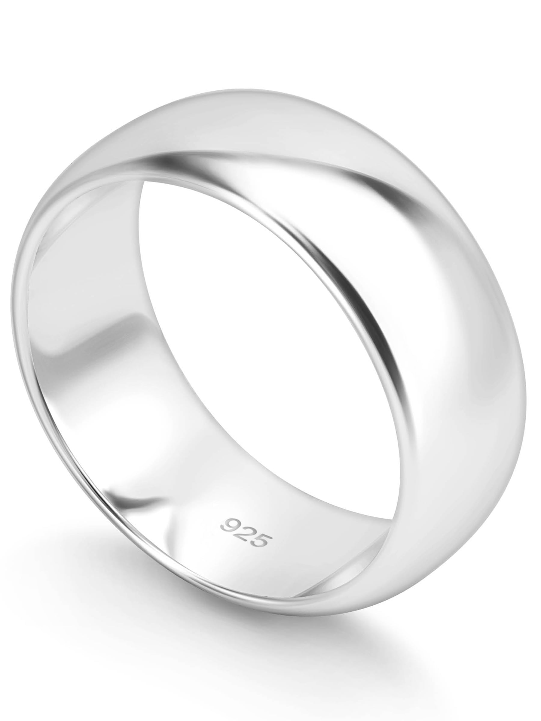 8mm 925 Sterling Silver Wedding Ring, Beveled good silver wedding band, Brushed ring, Classic wedding band 8016W