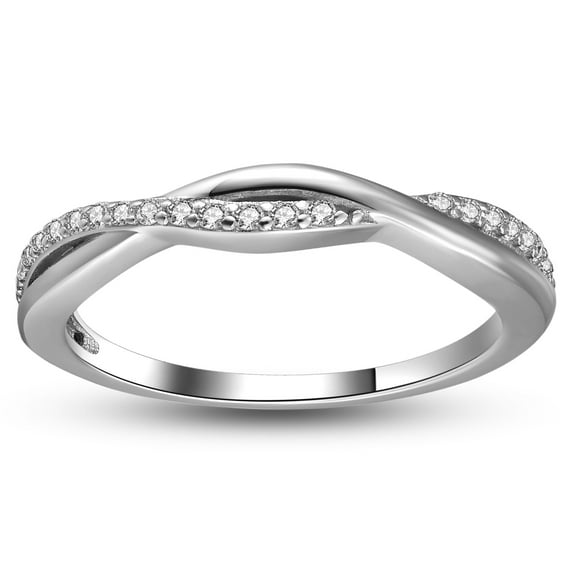 Queena Sterling Silver Wedding Band for Women Half Eternity Cz Anniversary Ring by Ginger Lyne Collection