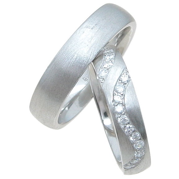 Iceposh 925 Sterling Silver Wedding Ring Set, Men/Women Bands, Size Her 8_His 9