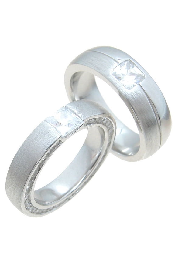 Sterling Silver Wedding Bands Sets for Him and Her and Wedding Rings