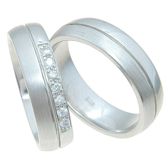 Sterling Silver Wedding Bands Sets for Him and Her and Wedding Rings