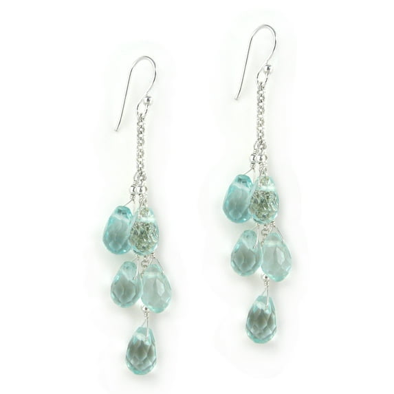 Sterling Silver "Westeria" Cascading Drop Earrings, Aqua