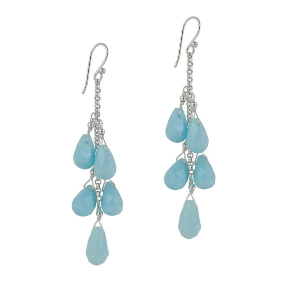 Sterling Silver "Westeria" Cascading Drop Earrings, Sky
