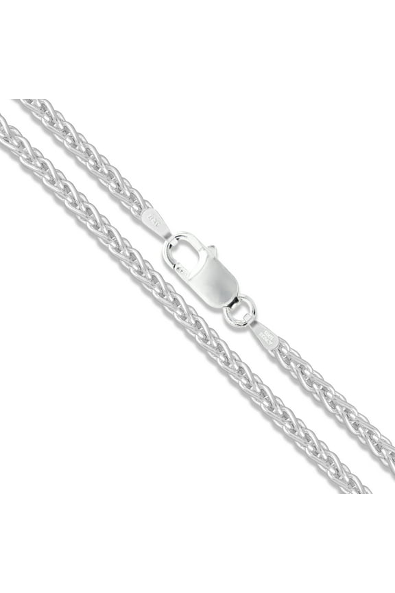 Sterling Silver Wheat Chain 1.9mm Solid 925 Italy Foxtail Spiga Necklace 22" Jewelry Female Unisex