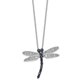 thumbnail image 1 of Sterling Silver White, Black & Blue CZ Dragonfly Necklace, 1 of 2