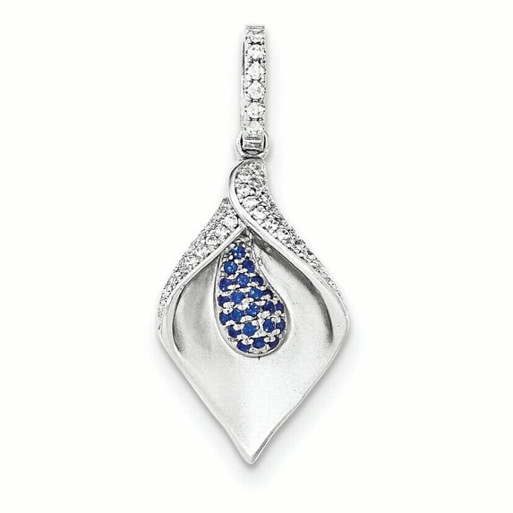 Sterling Silver White & Blue CZ Pendant