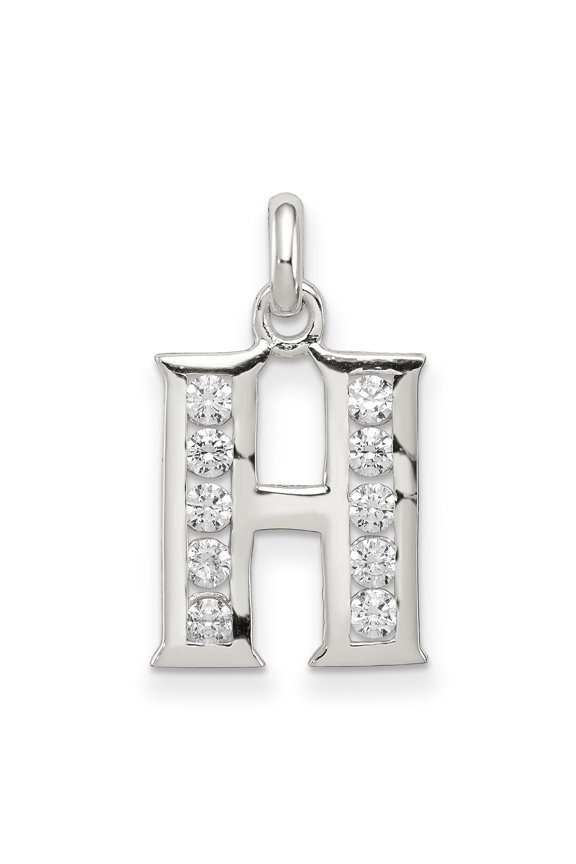 Sterling Silver White CZ Initial H Pendant
