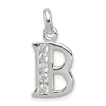 thumbnail image 1 of 925 Sterling Silver Polished White Cubic Zirconia Letter Name Personalized Monogram Initial B Pendant Necklace 21x11mm W, 1 of 2